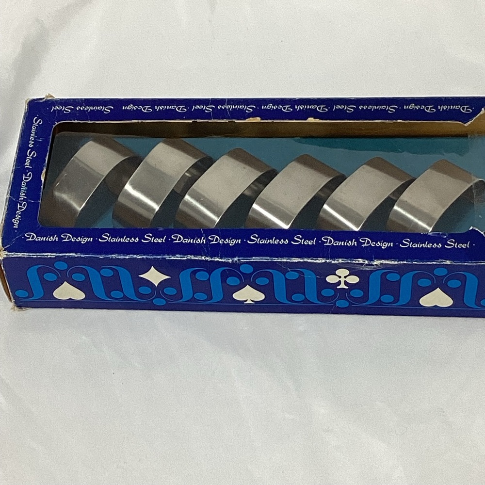 Danish Napkin Rings Set Kalmar Designs Brand Stainless Steel Made In Denmark